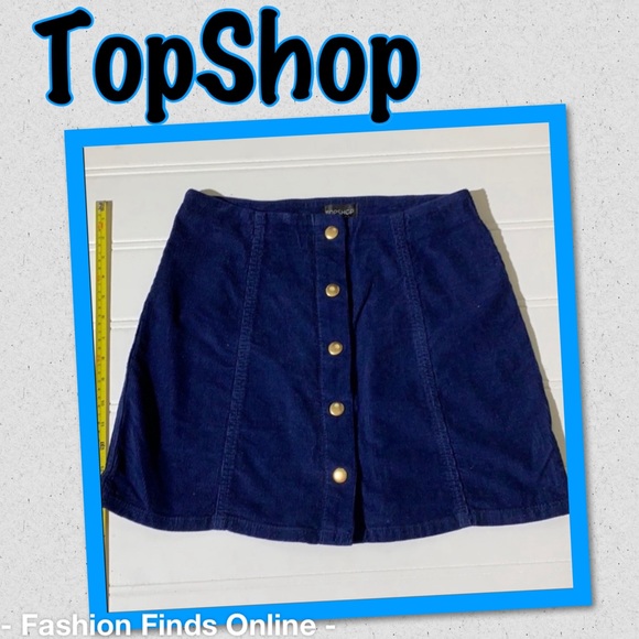 Topshop Dresses & Skirts - TopShop Blue Corduroy skater style skirt